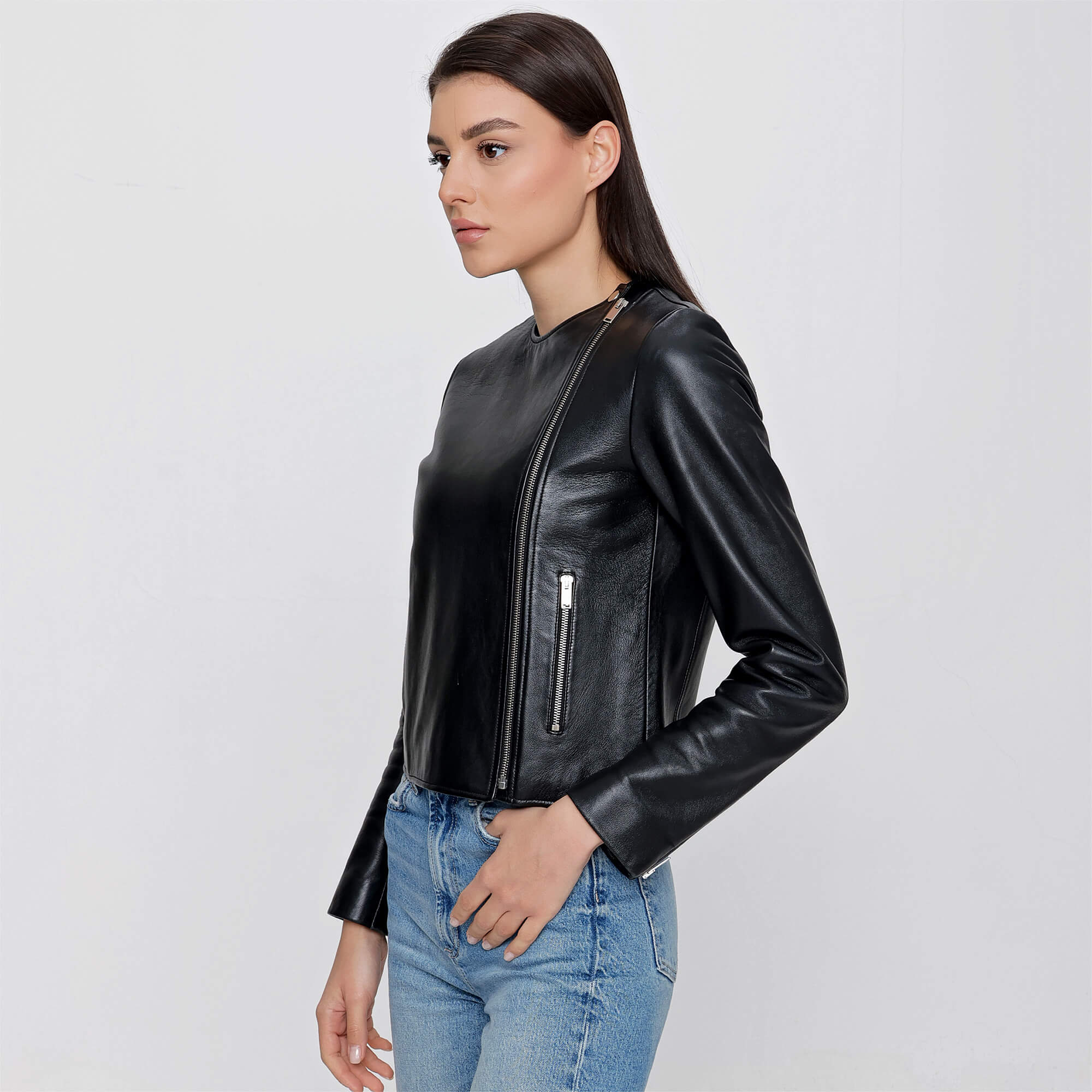 Celine  - Black Leather Zip Jacket